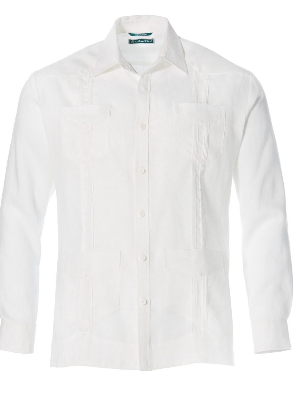 Cubavera Men's White Linen Long Sleeve 4 Pocket Shirt Size XXL